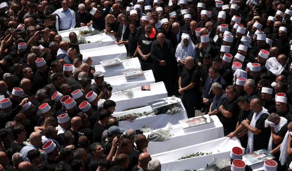 | Residents of Majdal Shams in the occupied Syrian Golan held Saturday a funeral ceremony for the victims of the Israeli attack that targeted a football field in the town | MR Online